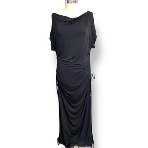Victoria’s Secret Side Ruched Knit Maxi Dress Black Size L Adjustable, Stretchy
